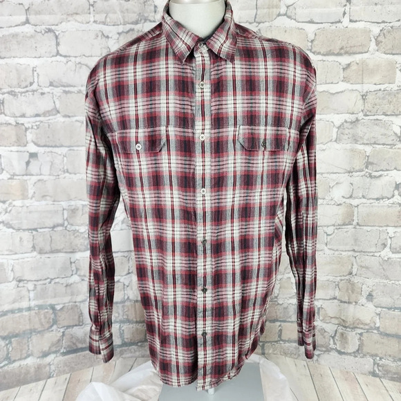 Kuhl Button Front Shirt Long Sleeve Plaid Red Black Cream Size XL - Picture 4 of 13